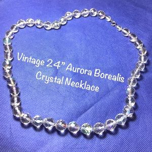 🆕Vintage 24” Aurora Borealis Crystal Necklace